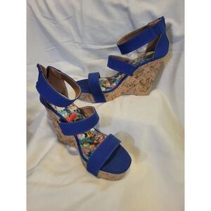 Summer cute sexy Blue wedges size 8